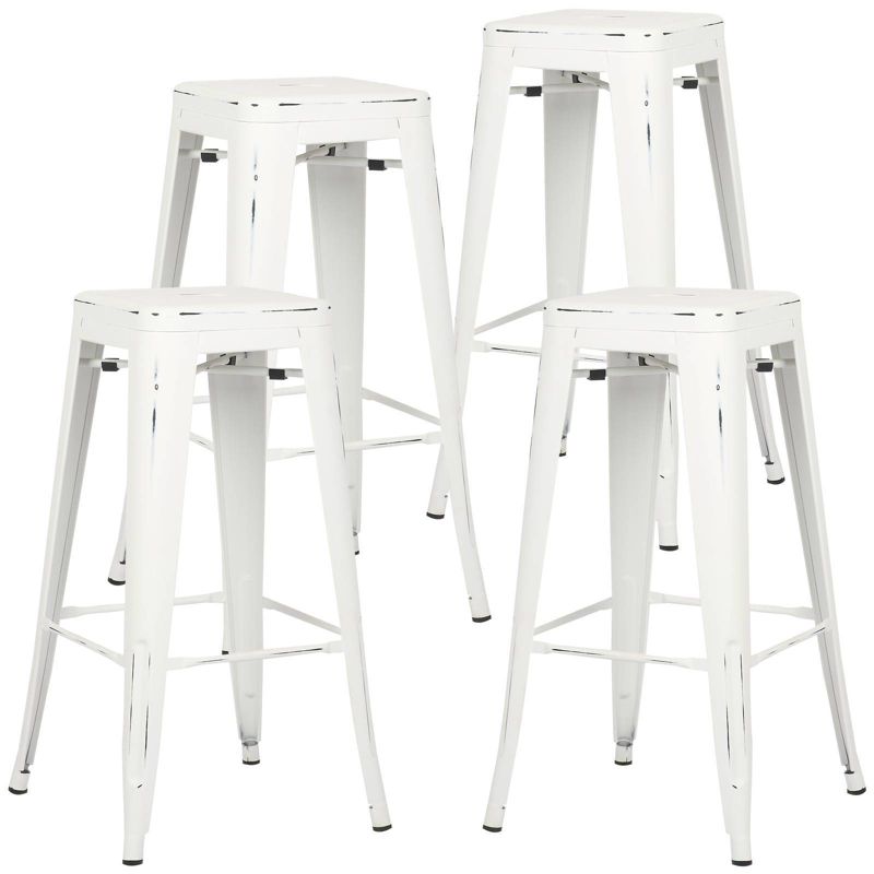 Set of 4 Franco Industrial Barstools Off White - Poly & Bark