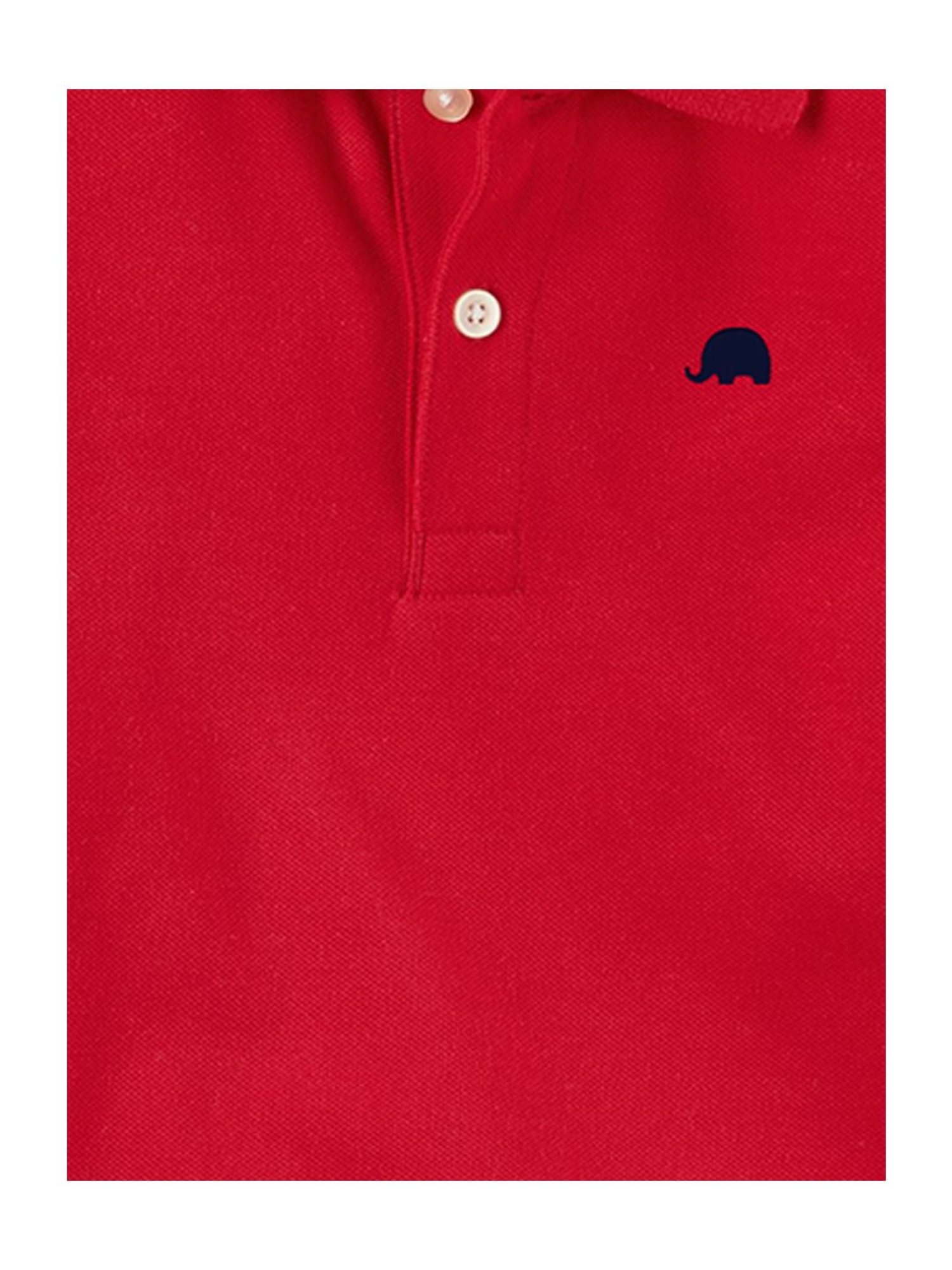 Zeezeezoo Kids Red Polo Elephant Printed T-shirt