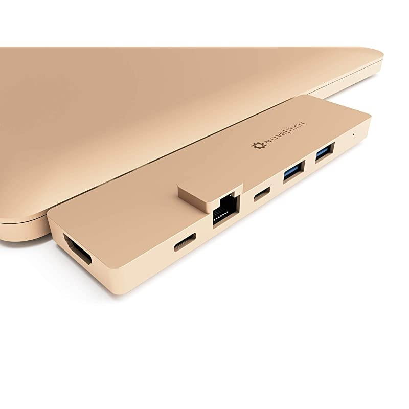 USB C to HDMI & Gigabit Ethernet Hub 8-in-2 Adapter for Gold MacBook Air 2020 M1 2019/2018 Dock, SD 4.0 UHS II & MicroSD Reader, Thunderbolt 3 100W Power Delivery, USB C Data, 2X USB 3.0