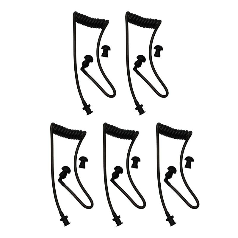 5Pcs Flexible Spring Air Tube Replacement Walkie Talkie Earphone Earpiece Coil Acoustic Air Tube for TwoWay Radio Headsets Black