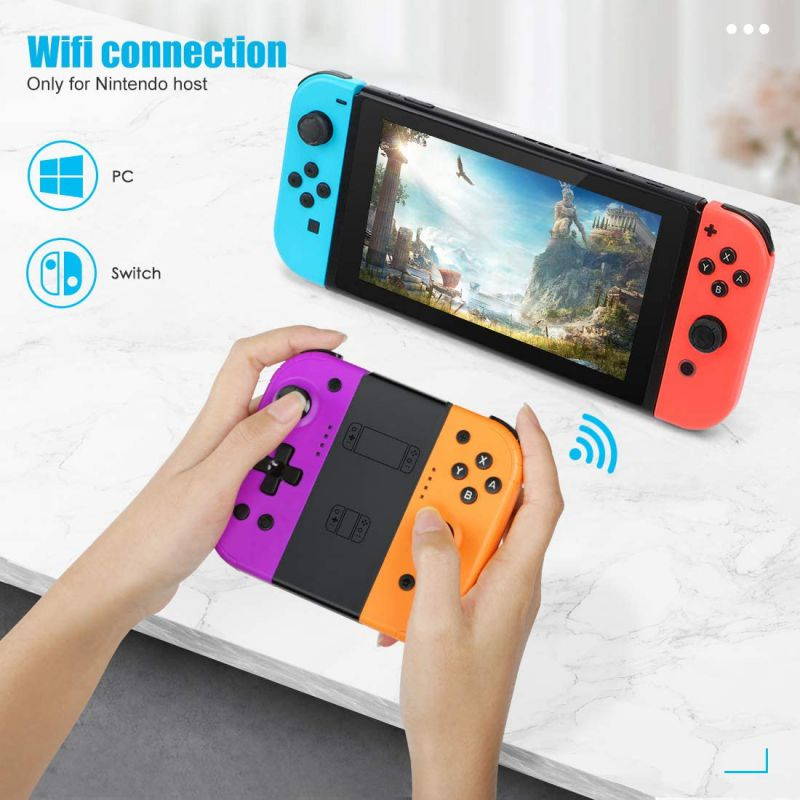 Switch controller for Nintendo Switch, Switch Extra Controllers to Replace Joy Con Controller, Wake Up Function, dual vibration, 6-axis gyroscope (T22-purple/orange)