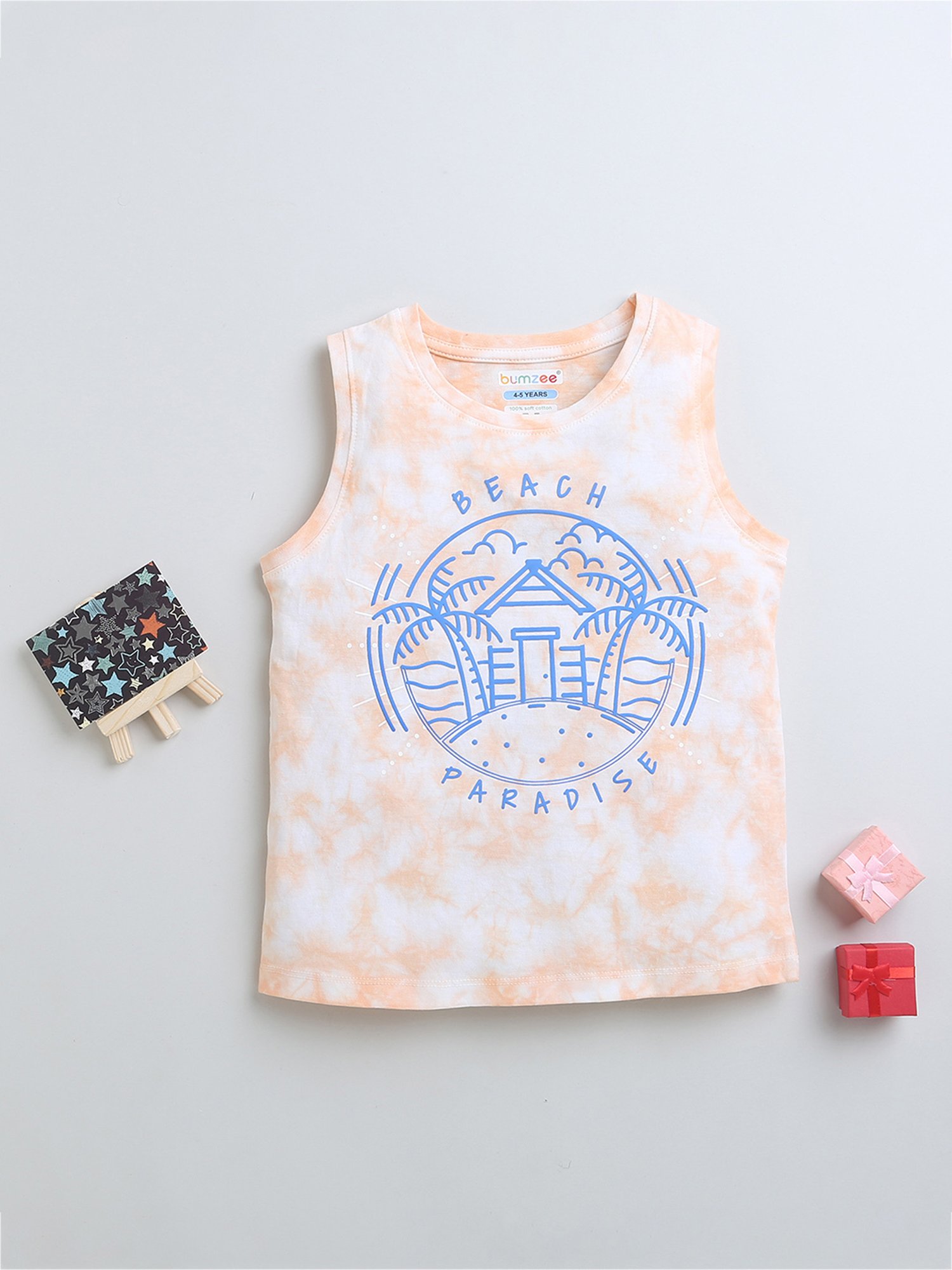 Bumzee Kids Peach Printed T-Shirt