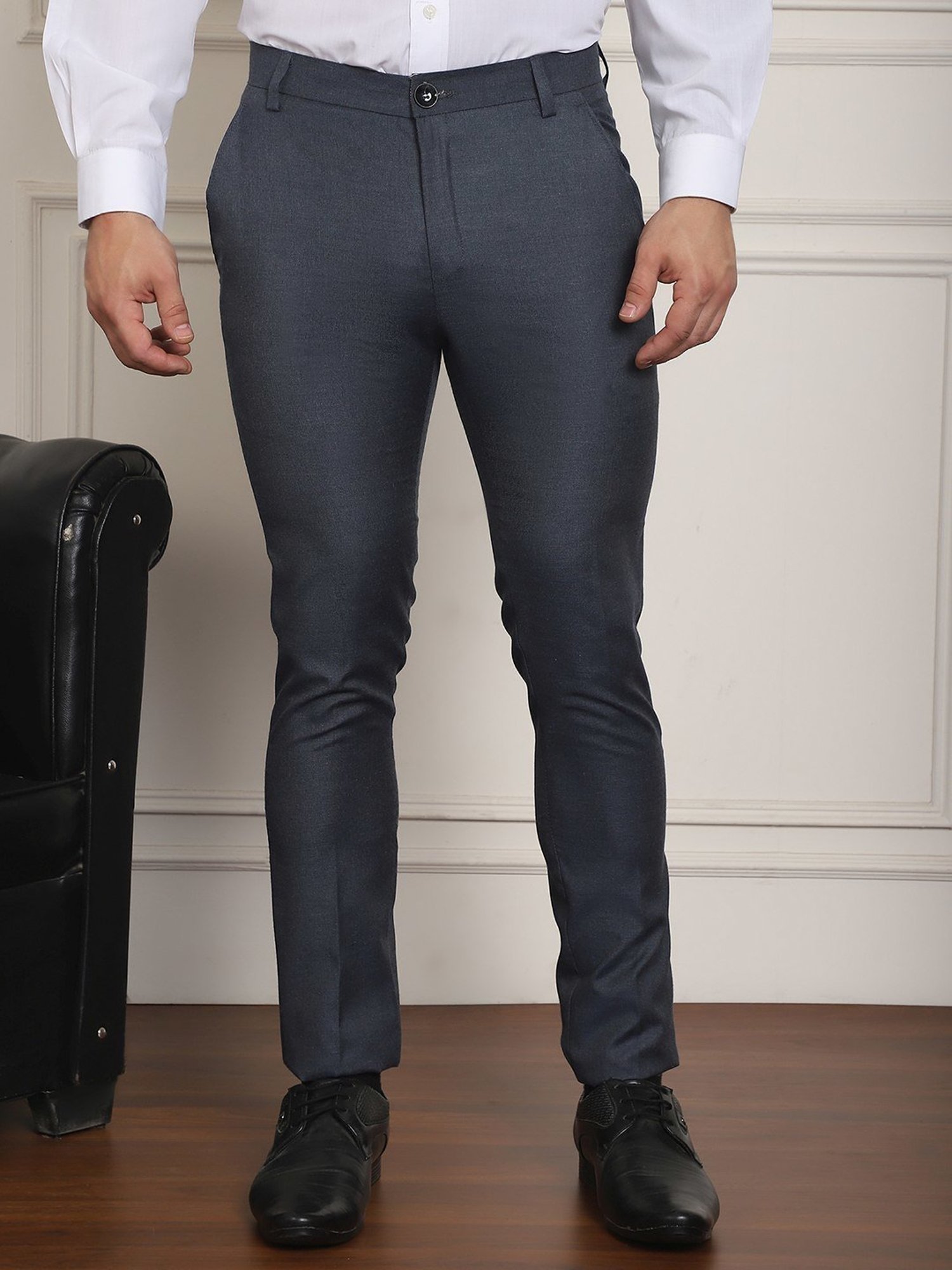 Jainish Charcoal Tapered Fit Trousers