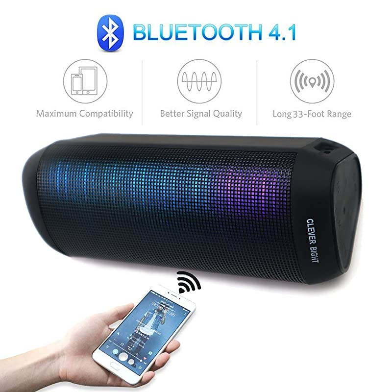 Wireless Bluetooth Speakers 7 LED Lights Patterns Wireless Speaker V41 HiFi Bass Powerful Sound Builtin Microphone HandsFree AudioAuxiliary Home Outdoor Rechargeable Bluetooth Speaker