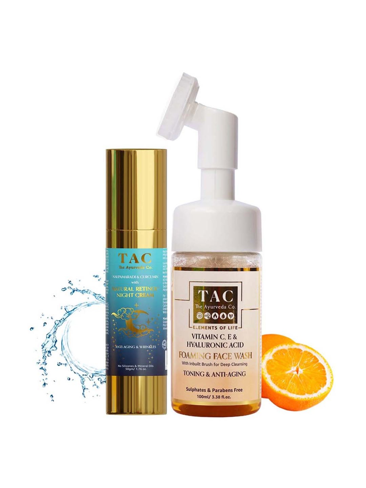 TAC - The Ayurveda Co. Night Cream & Vitamin C, Retinol Foaming Face Wash