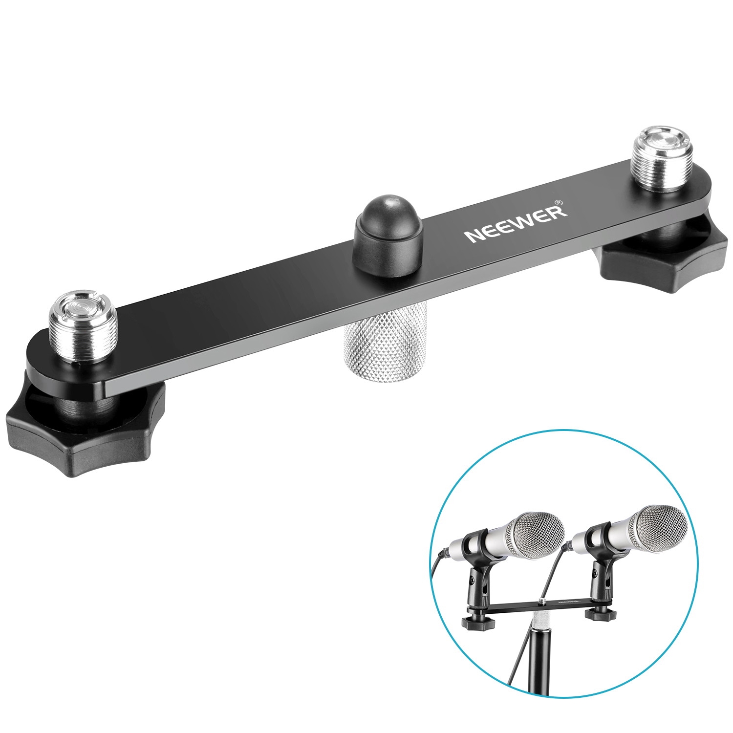 Neewer NW-036 Microphone Bar, Durable Sturdy Steel Microphone Mount Bracket T-bar with Standard 5/8-inch Thread Smooth Finish, Suitable for Most Microphones Clips Stands Boom Arms (Original Version)