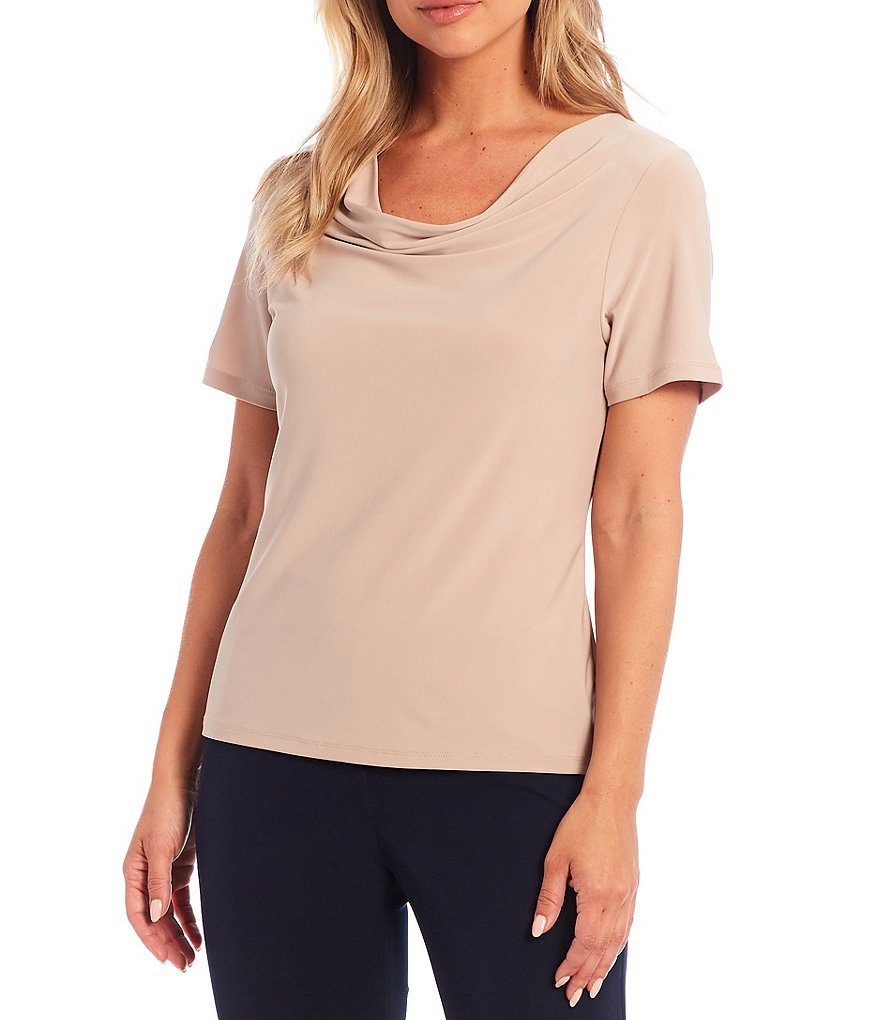 Preston & York Brigid Cowl Neck Short Sleeve Knit Top