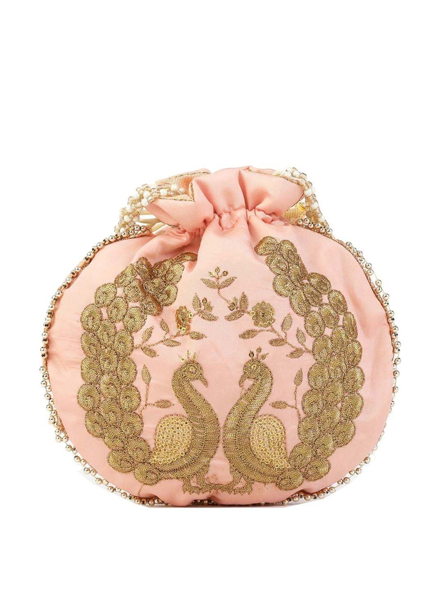 Gaurapakhi Pink Embroidered Potli