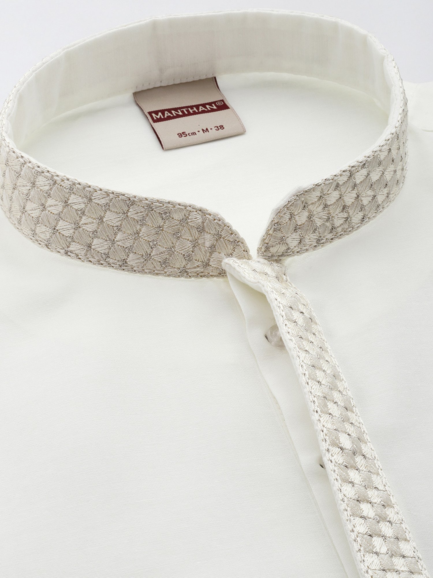 Manthan Light Cream & White Regular Fit Kurta & Churidar Set