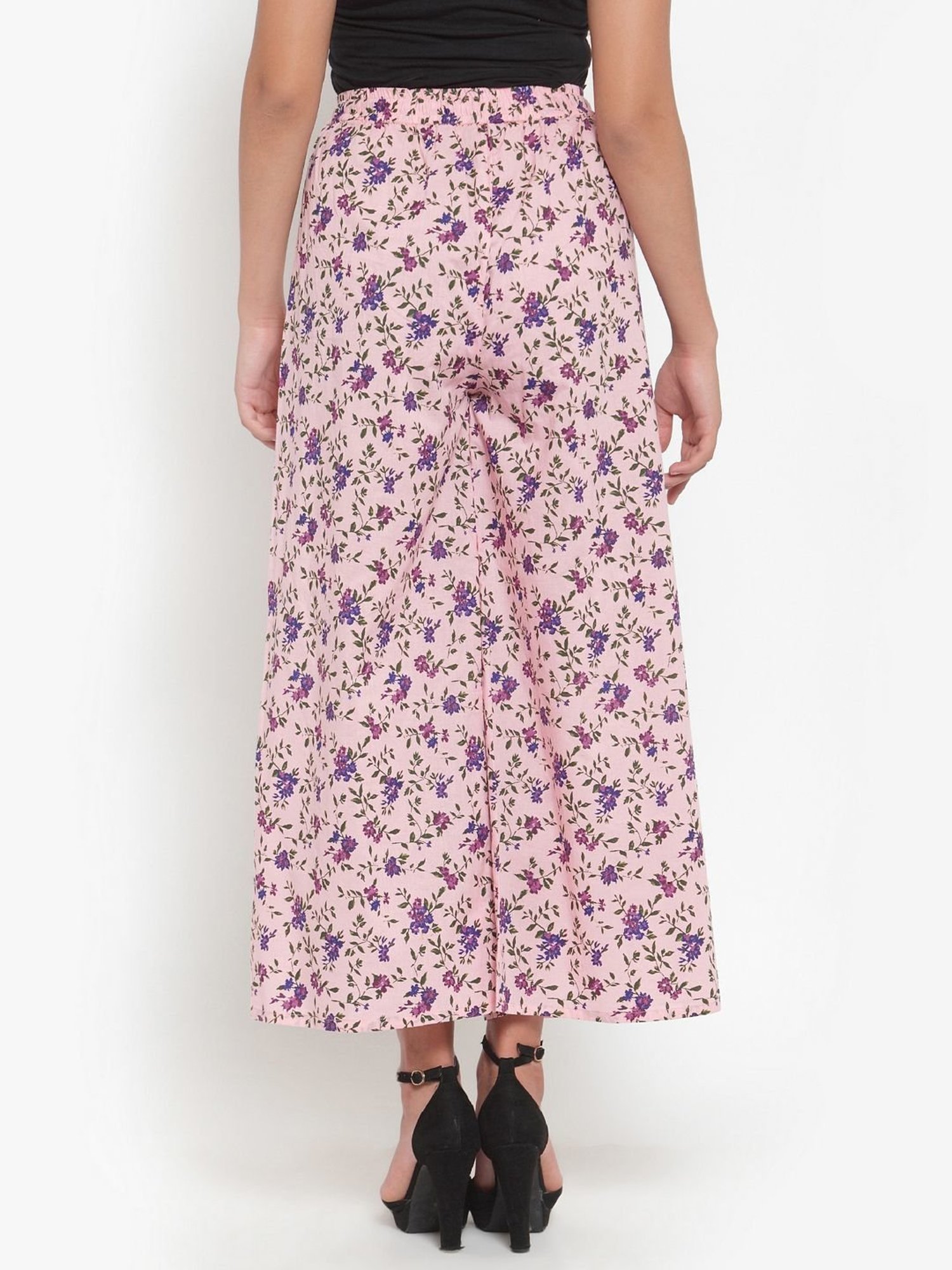 Indibelle Pink Cotton Floral Print Palazzos