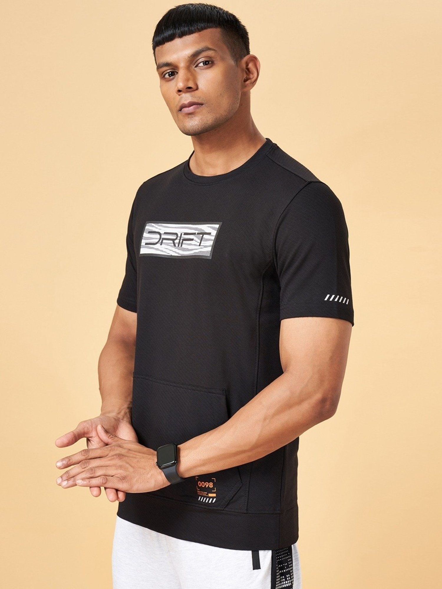 Ajile by Pantaloons Black Slim Fit Printed T-Shirt