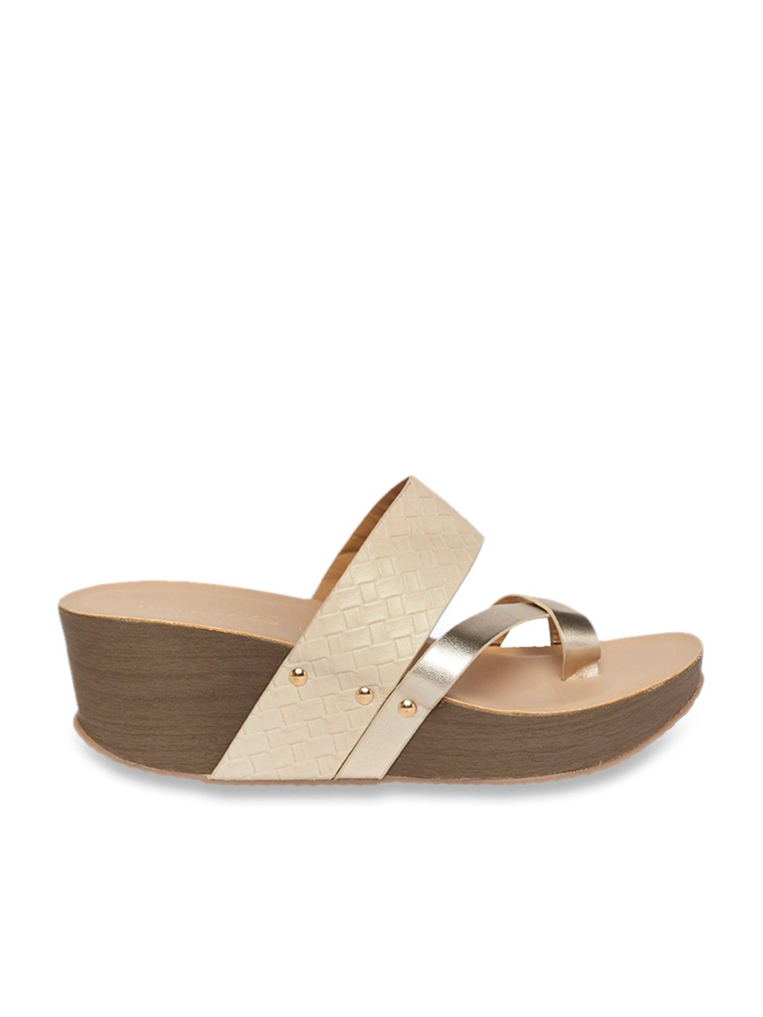 Forever Glam by Pantaloons Women's Beige Toe Ring Wedges