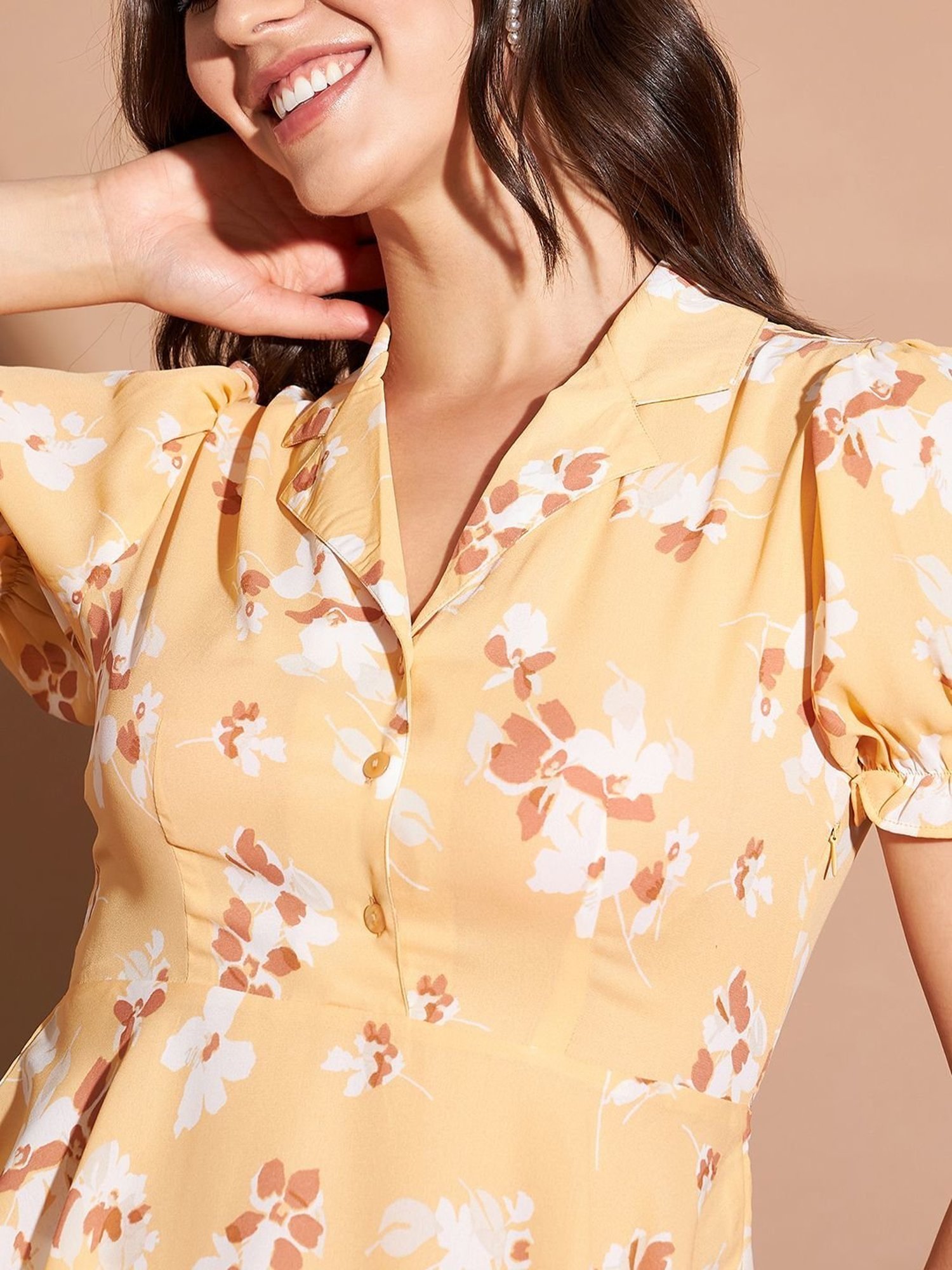 Marie Claire Yellow Printed Top