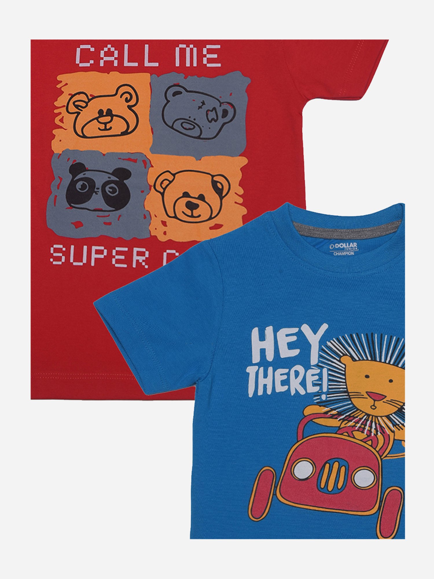 Dollar Boys Red & Blue Printed T-Shirt (Pack Of 2)