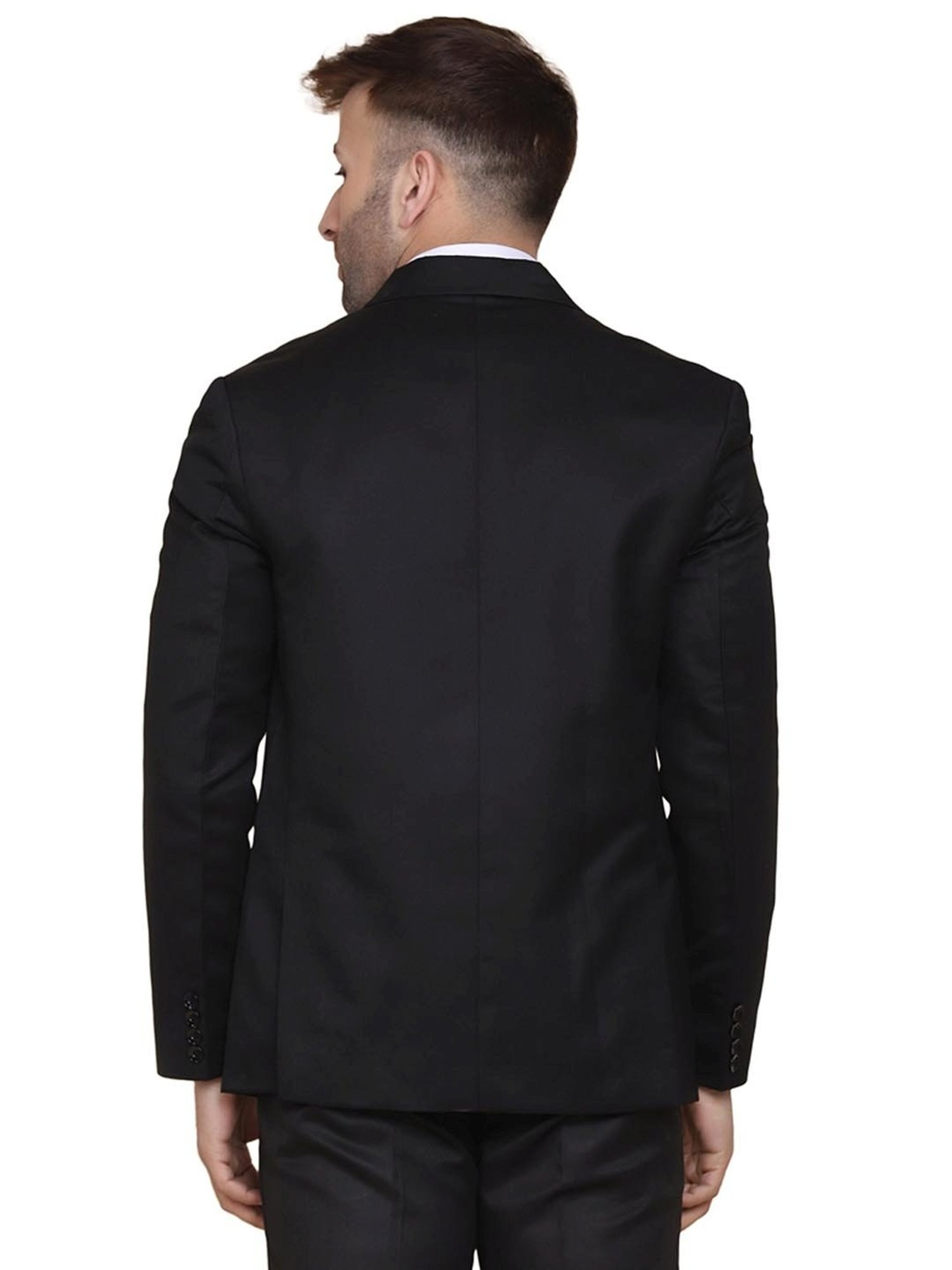 TAHVO Black Cotton Slim Fit Blazer