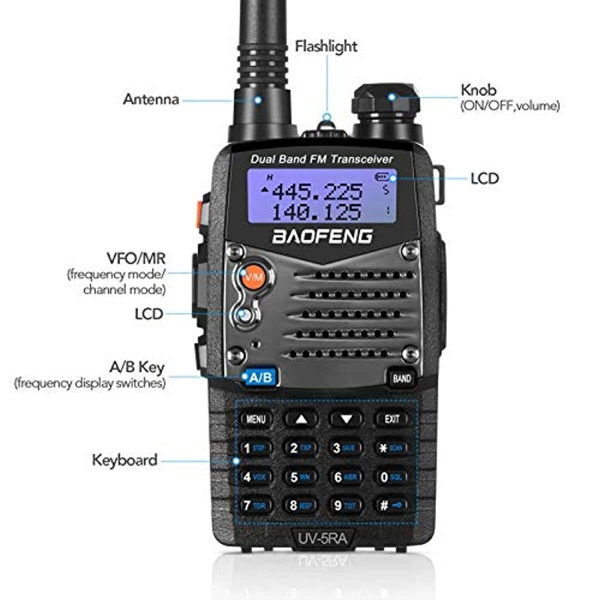 BaoFeng Two Way Radio,The UV-5R-A,Dual Band Radio with 2100mAh Li-ion Battery Portable Walkie Talkies with Includes Full Kit