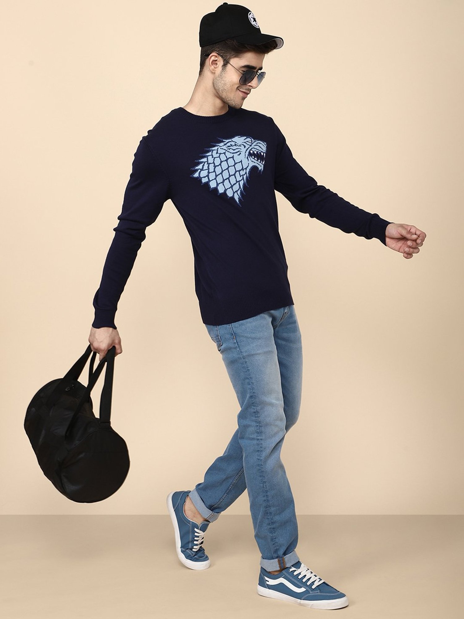Free Authority Navy Regular Fit Game Of Thrones Printed Sweater