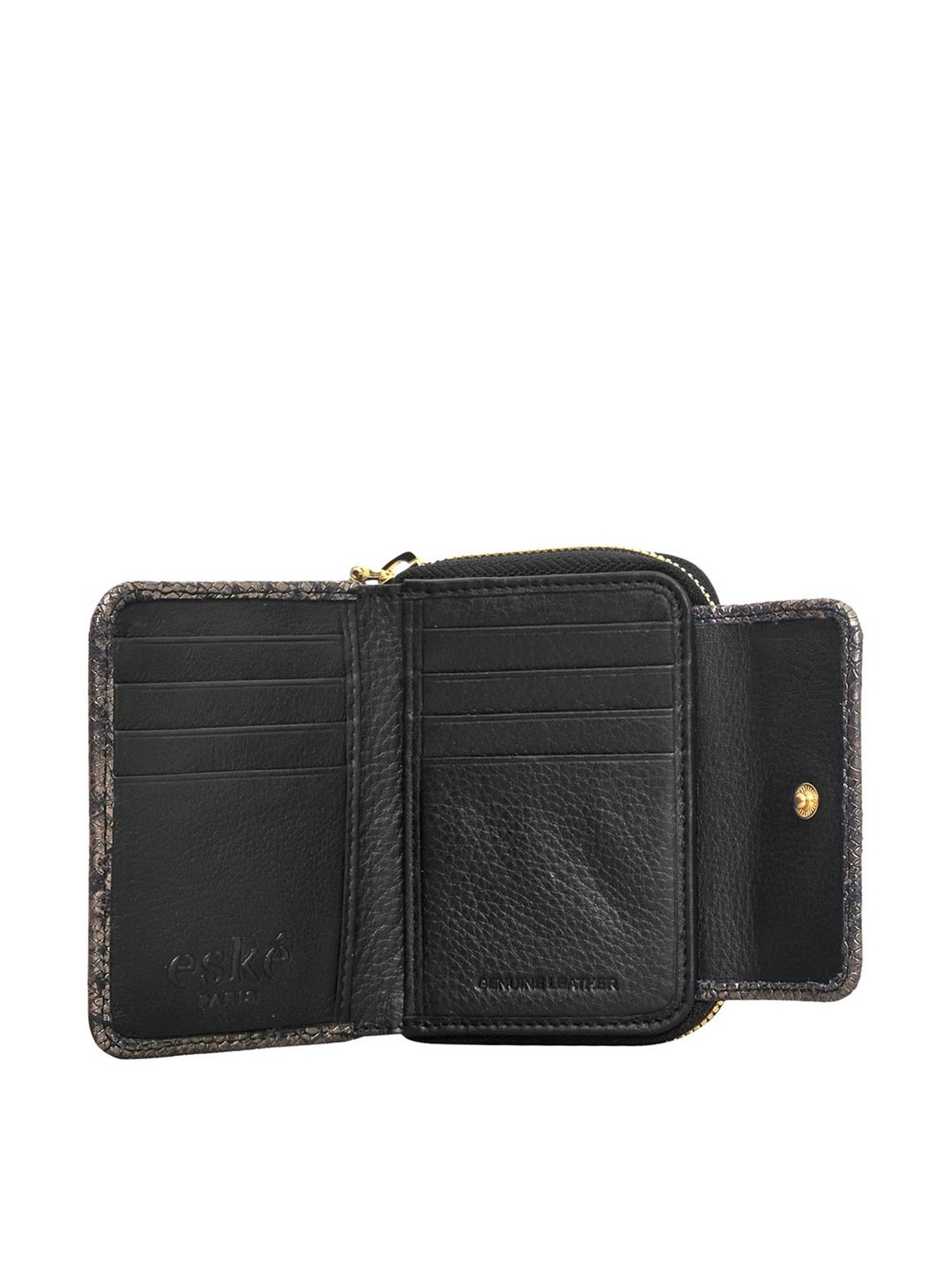 Eske Grey & Black Printed Zip Around Wallet for Women