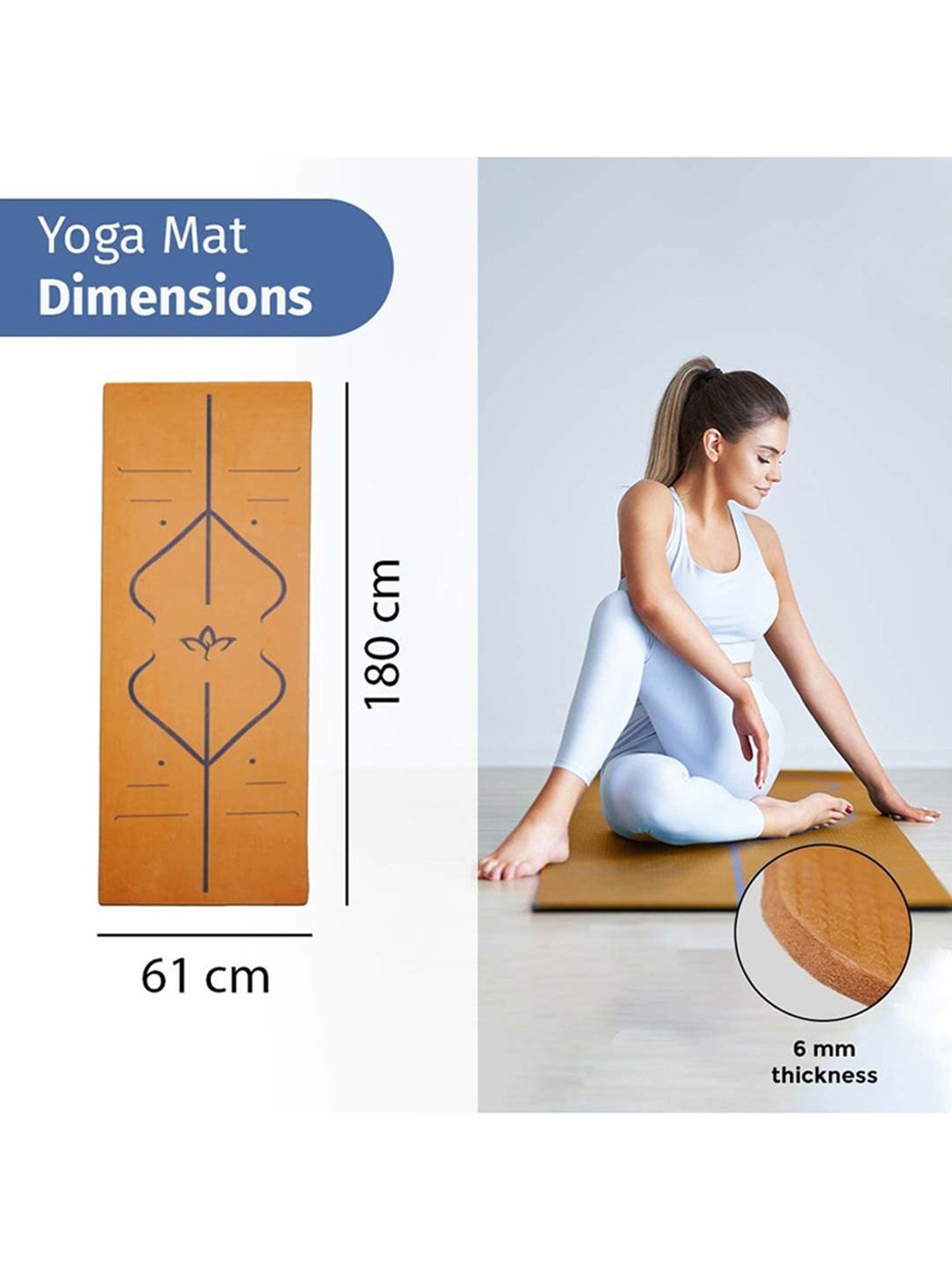 Yogarise Anti-Skid Yoga Mat Combo (Tan) Size - 6mm