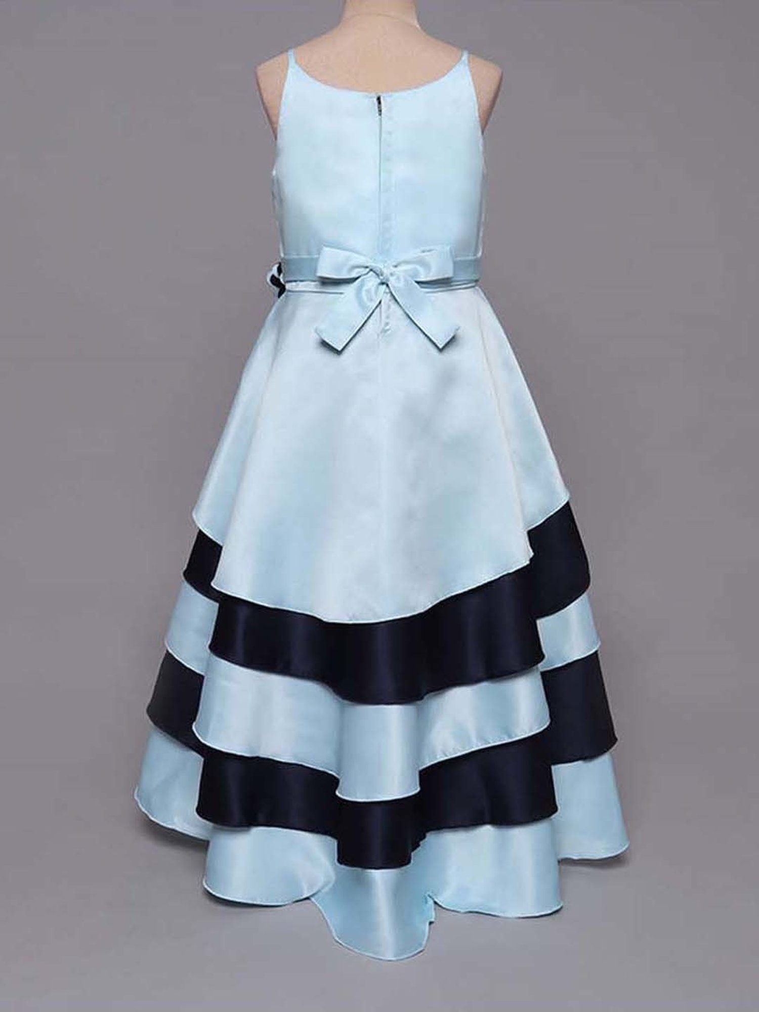 The Magic Wand Kids Blue & Black Applique Gown