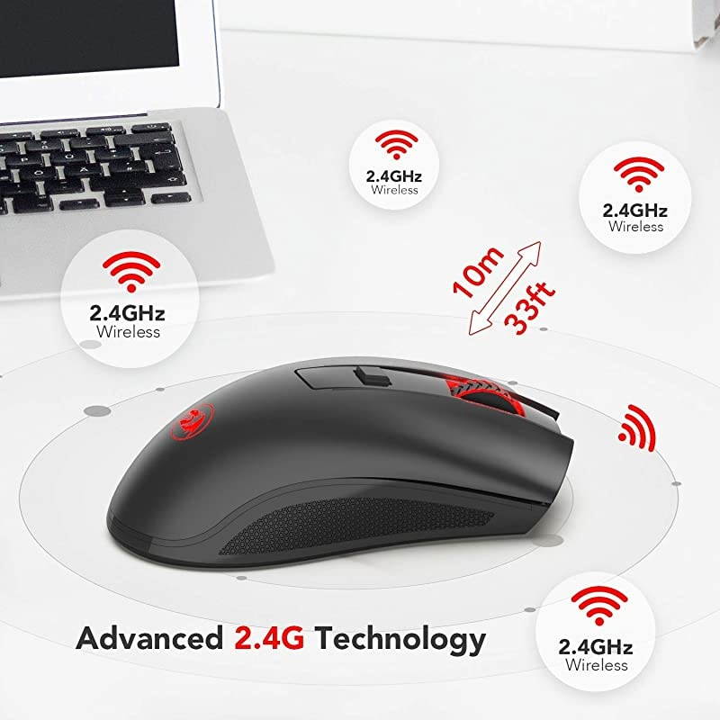 M652 Optical 24G Wireless Mouse with USB Receiver Portable Gaming Office Mice 5 Adjustable DPI Levels 6 Buttons for Desktop MacBook Notebook PC Laptop Computer