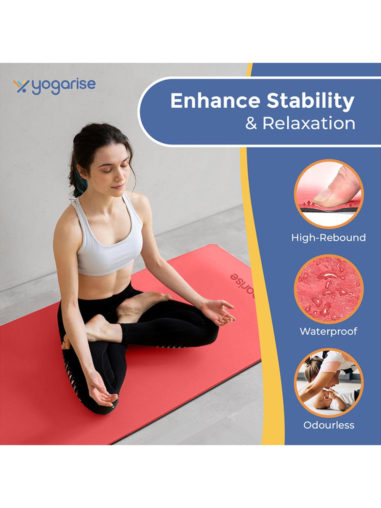 Yogarise Yoga Mat with Carry Bag & Strap (Red) Size - 6mm