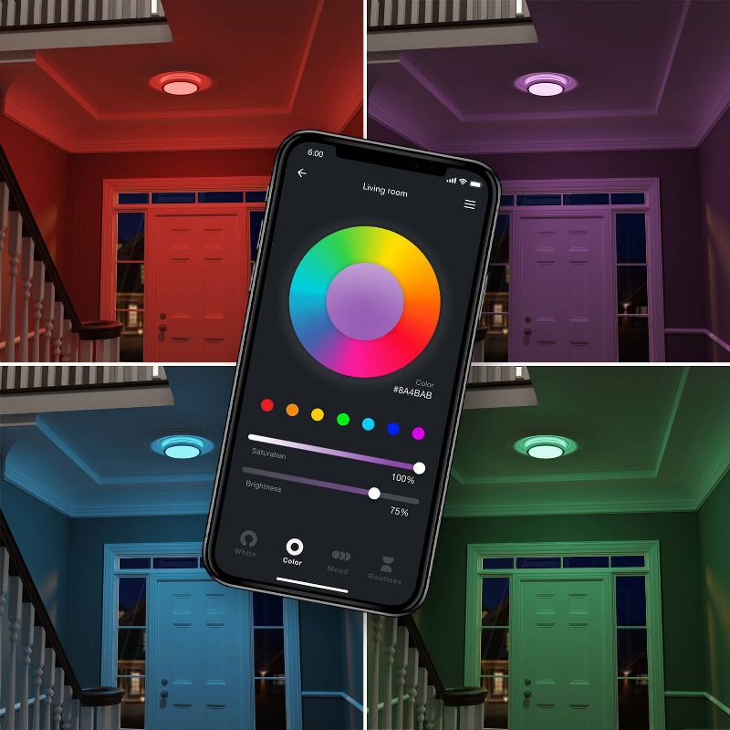 Smart Brushed Nickel 16W 11" White LED Wi-Fi Enabled Voice Activated Flush Mount Ceiling Light