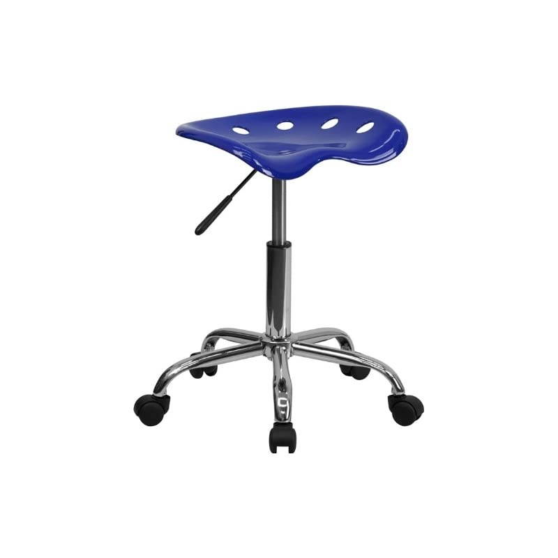 Vibrant Nautical Blue Tractor Seat and Chrome Stool