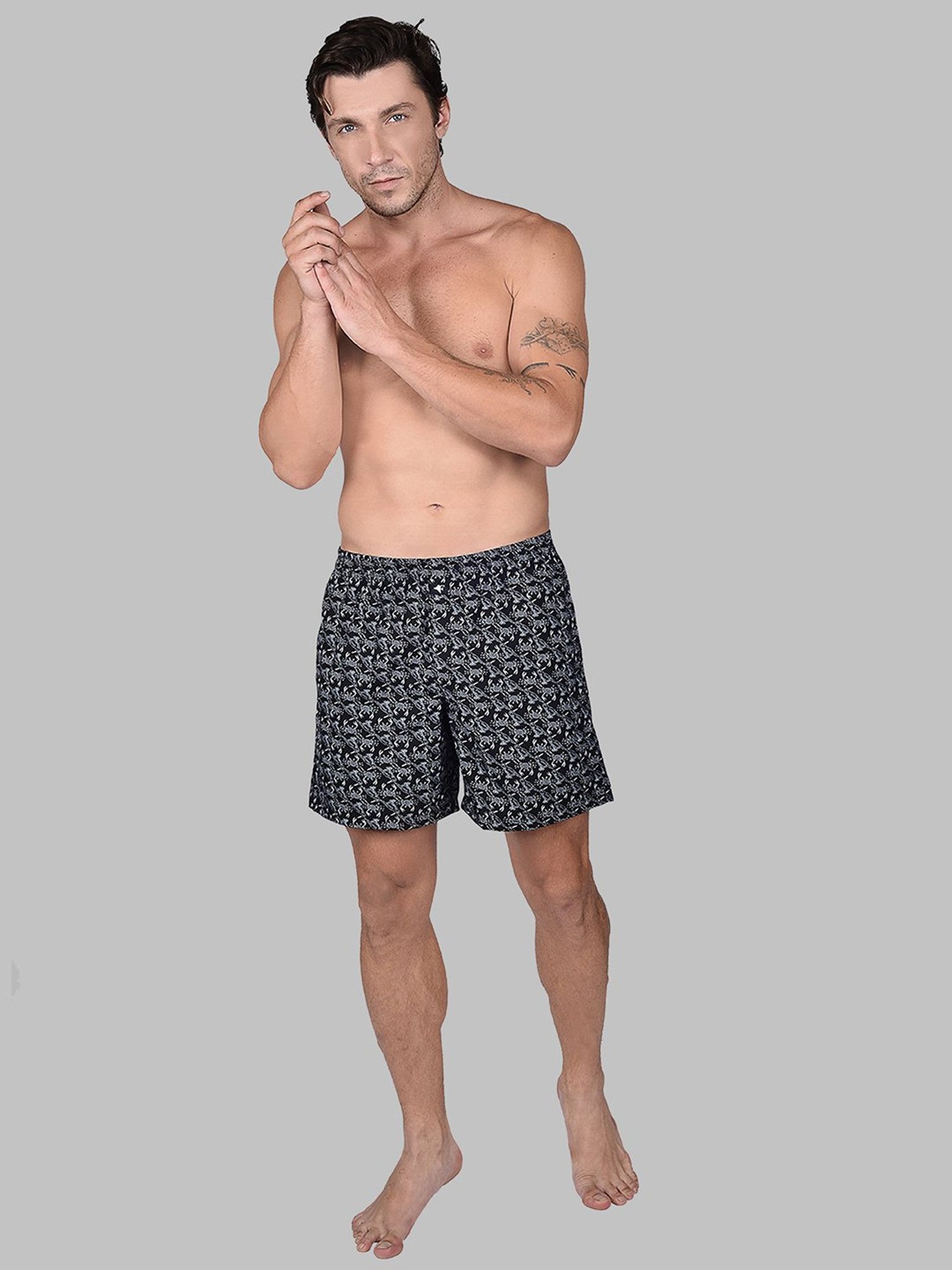Frenchie Black Relaxed Fit Printed Boxers