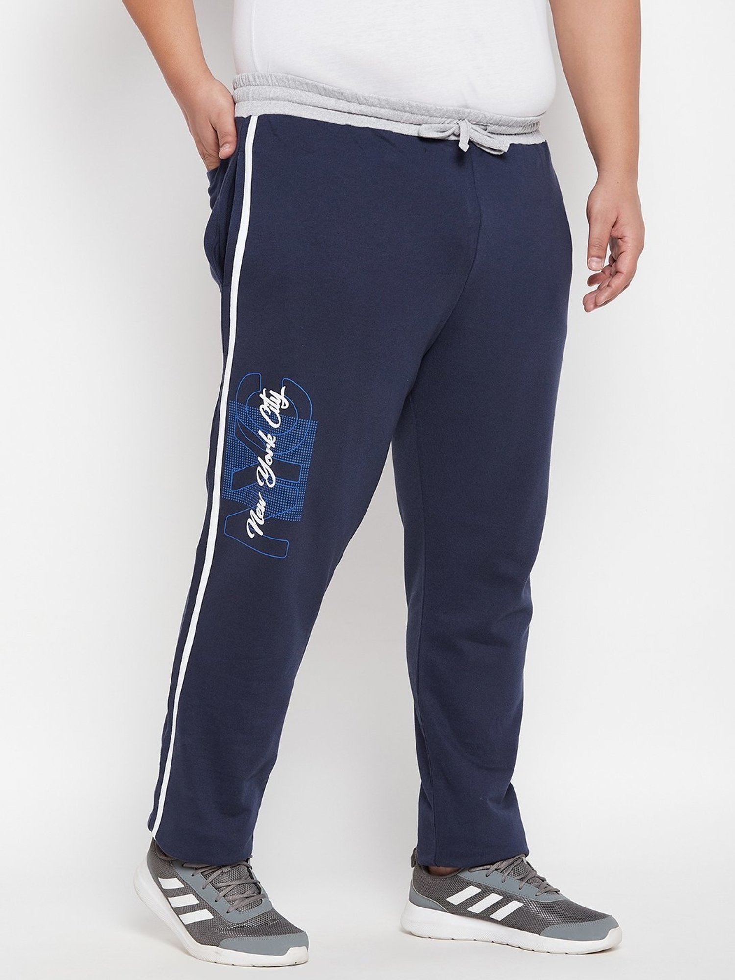 Bigbanana Navy Cotton Regular Fit Printed Trackpants