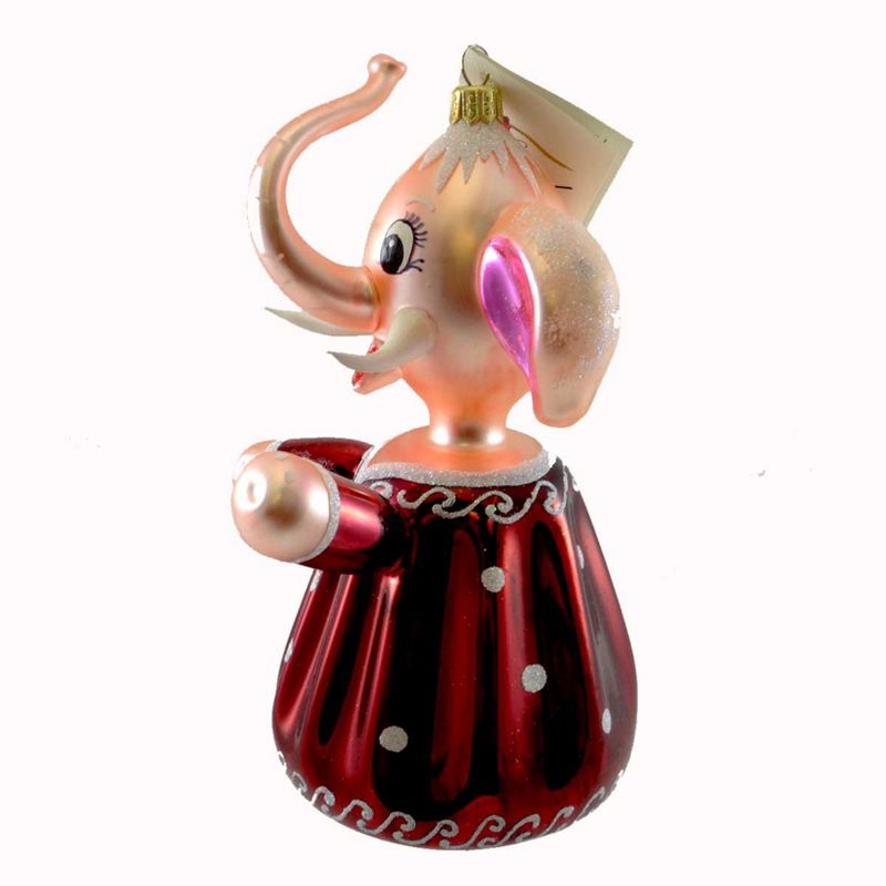 Laved Italian Ornaments Pink Elephant Tusk Trunk Girl Female  -  Tree Ornaments