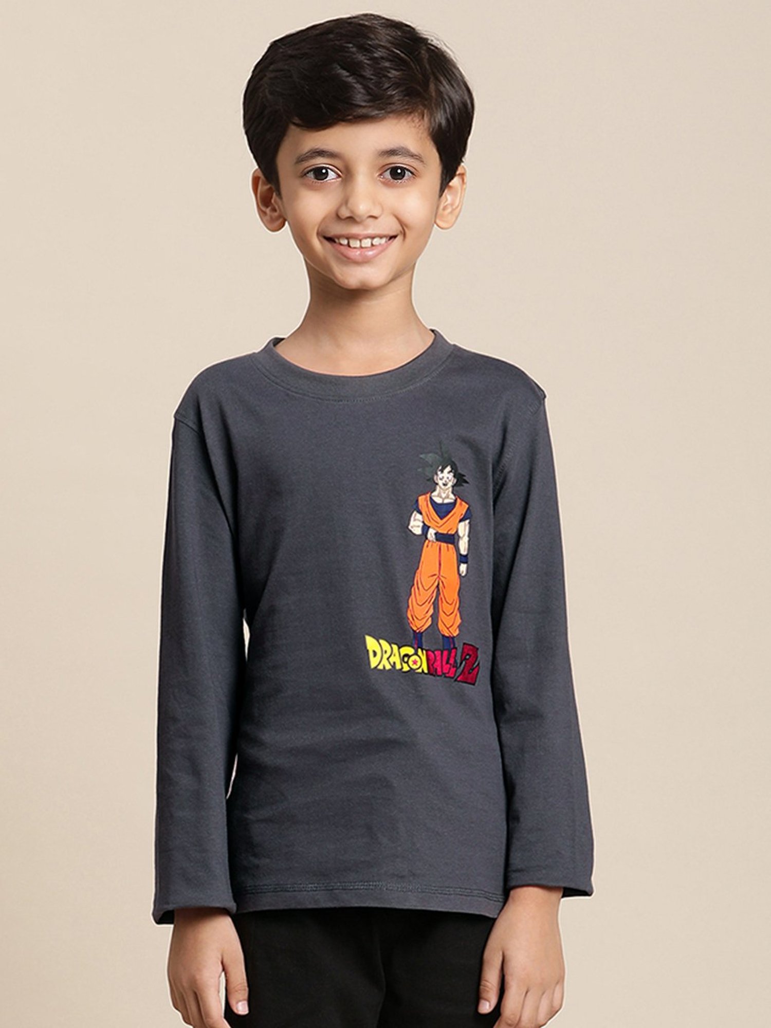 Kidsville Dragon Ball Z Printed Grey Tshirt For Boys