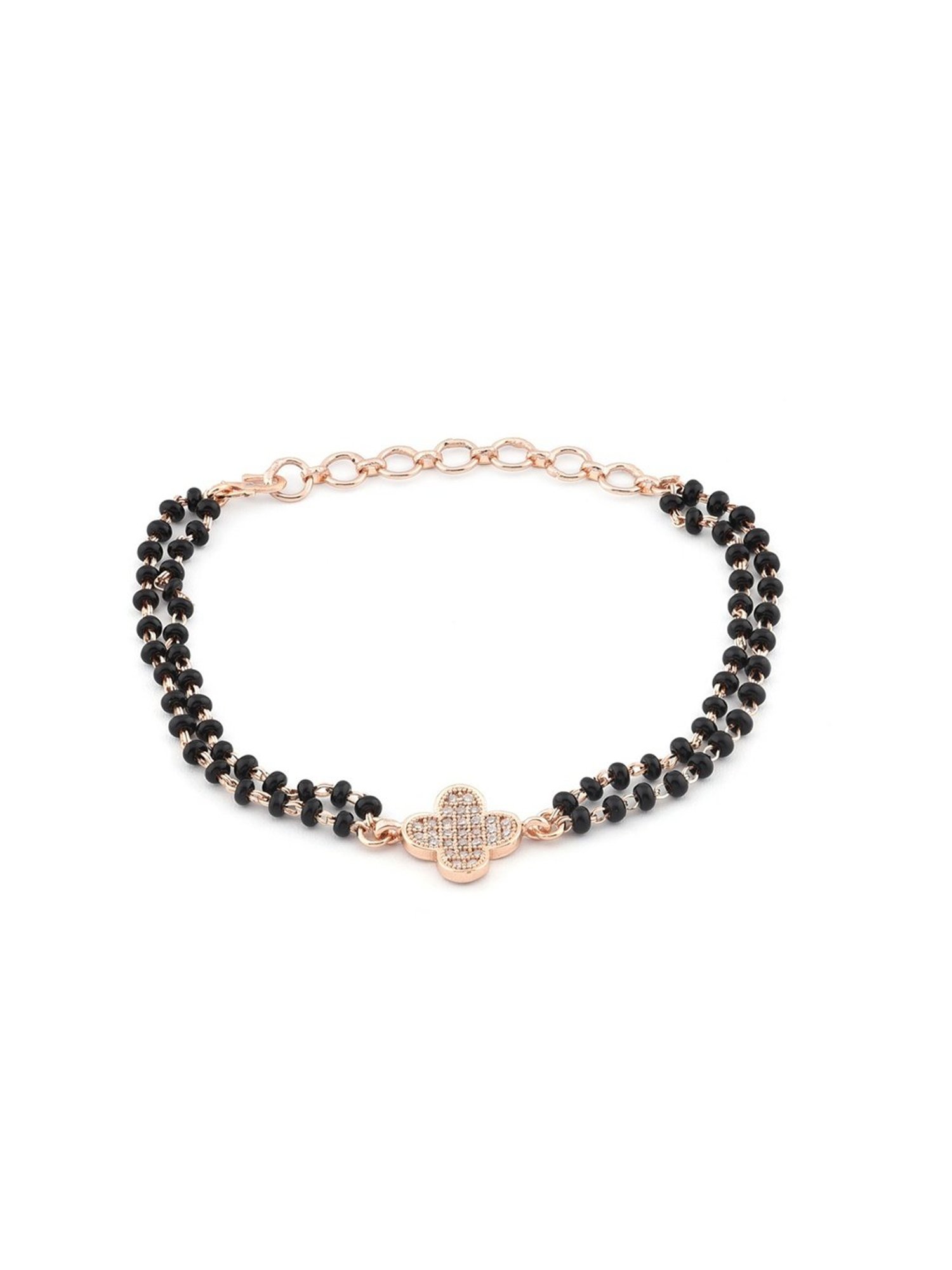 Zaveri Pearls Rose Gold Contemporary Cubic Zirconia Mangalsutra Classic Bracelet - ZPFK12635