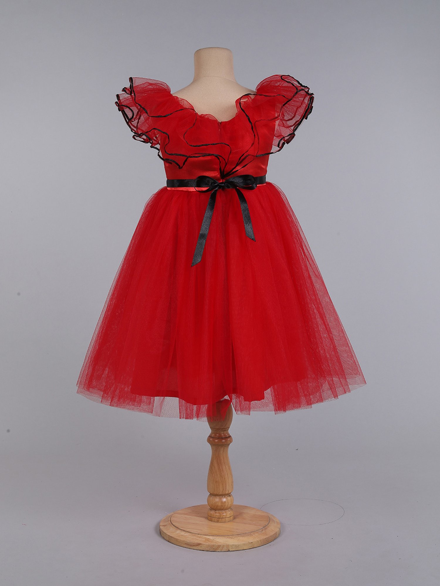 Many Frocks Kids Red Solid Gown