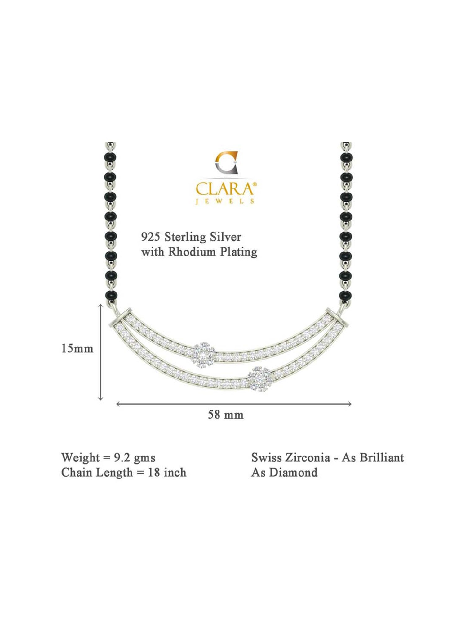 March by FableStreet 92.5 Sterling Silver Floral Mangalsutra for Women