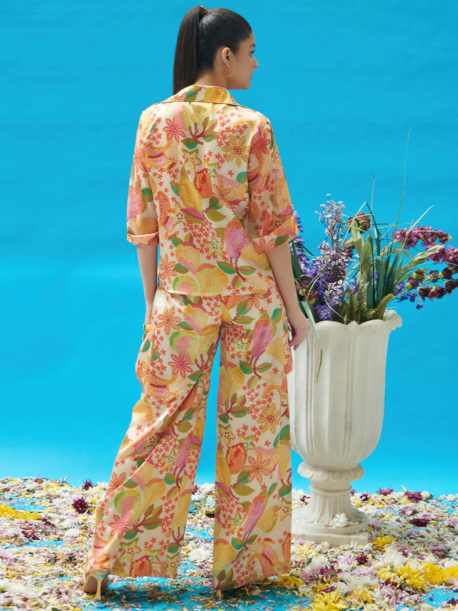 Cin Cin Yellow Printed Cargo Pants