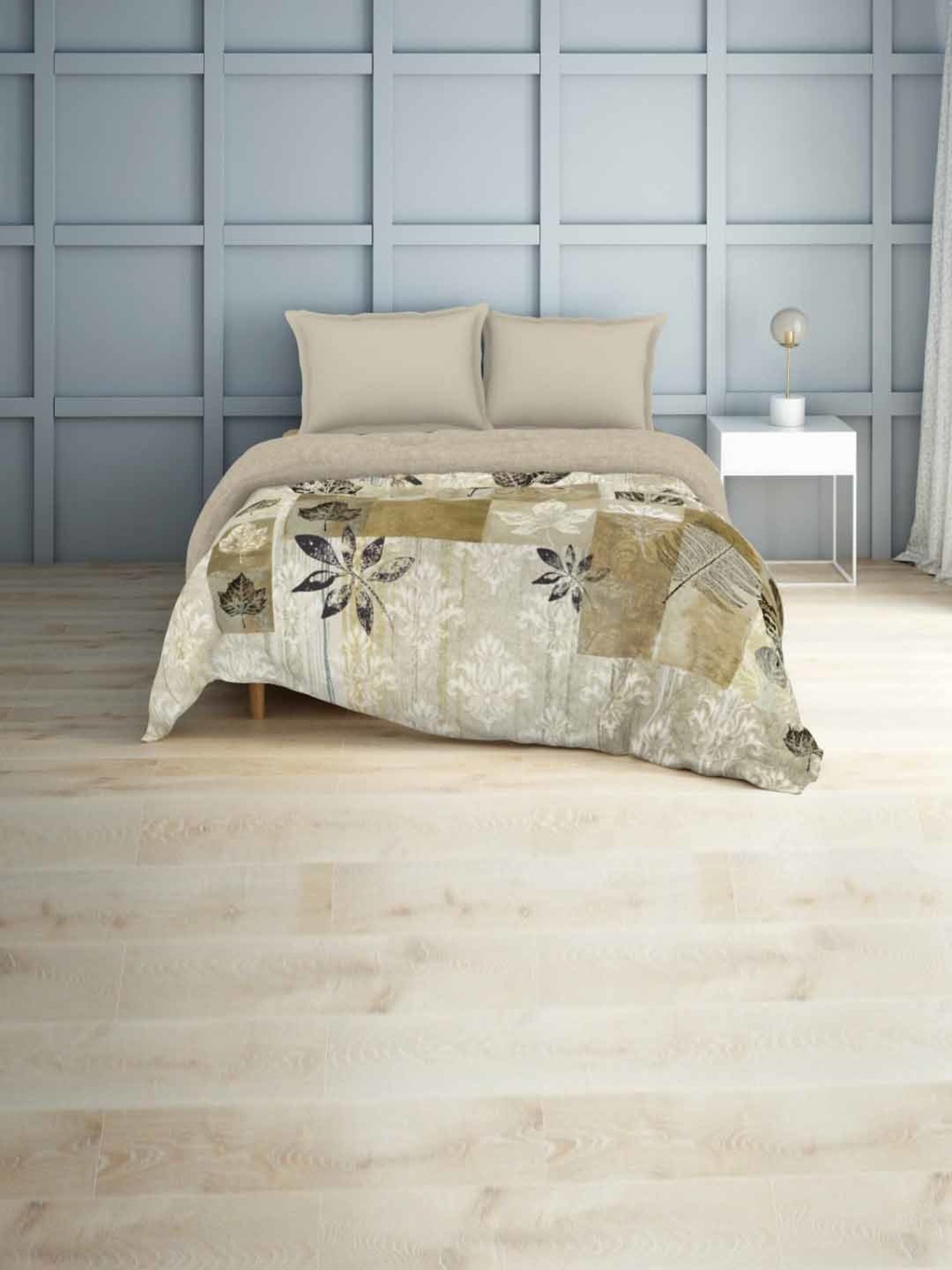 Spaces Floral Grey 180 TC Cotton Double Quilt