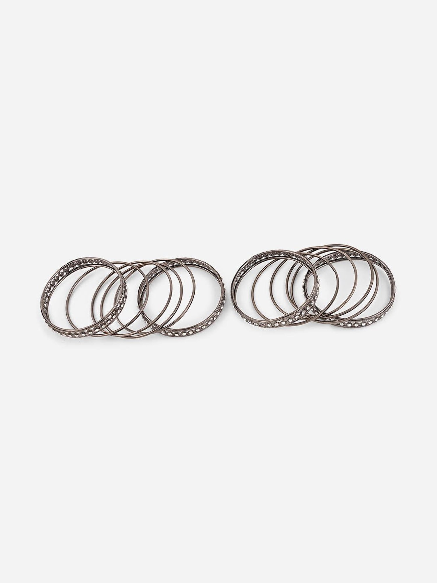 Fida Oxidized Silver-Plated Bangle Set of 12 - 2.8