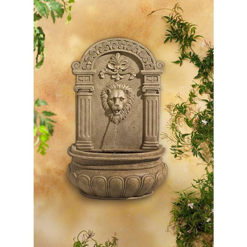 John Timberland Roman Outdoor Wall Water Fountain 31" High Regal Lion Face for Yard Garden Patio Deck Home Entryway