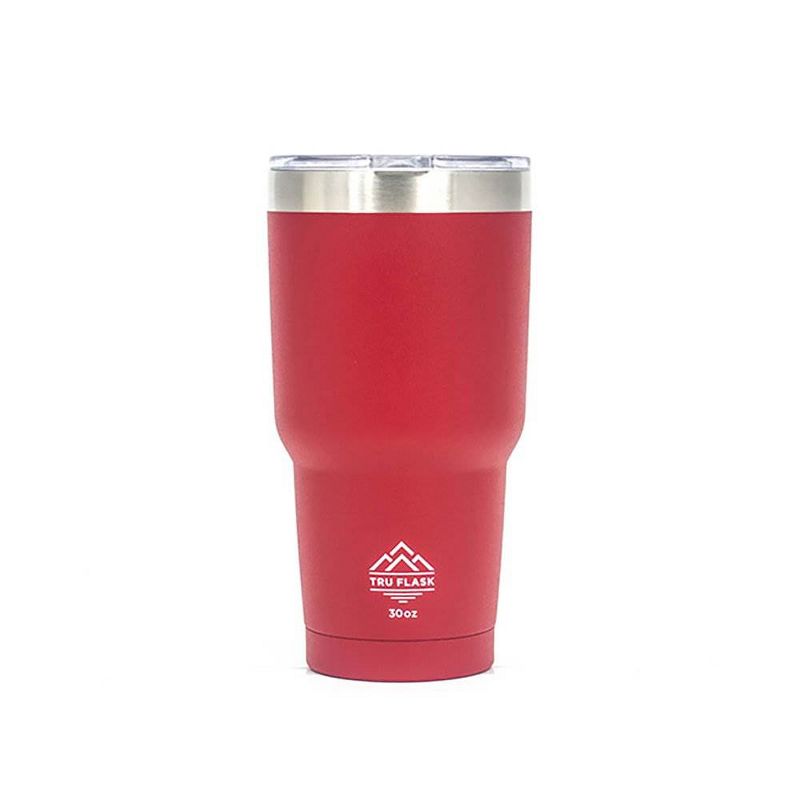 TruFlask Double Vacuum Insulated 30 oz Stainless Steel Travel Tumbler, Red