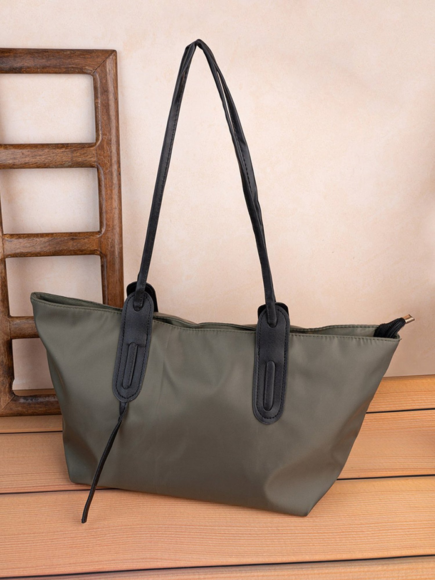 Call It Spring Black Combo Solid Large Tote Handbag