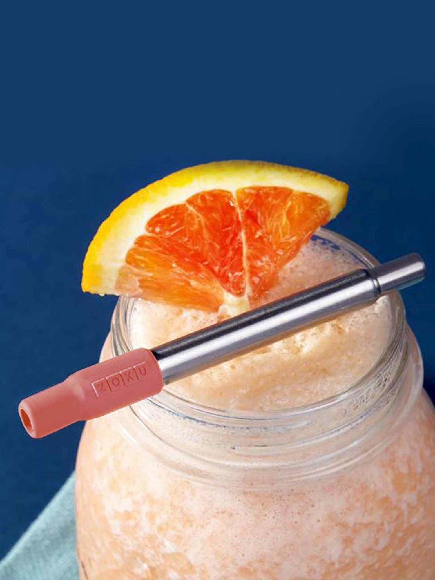 Zoku Orange & Silver Stainless Steel Pocket Straw