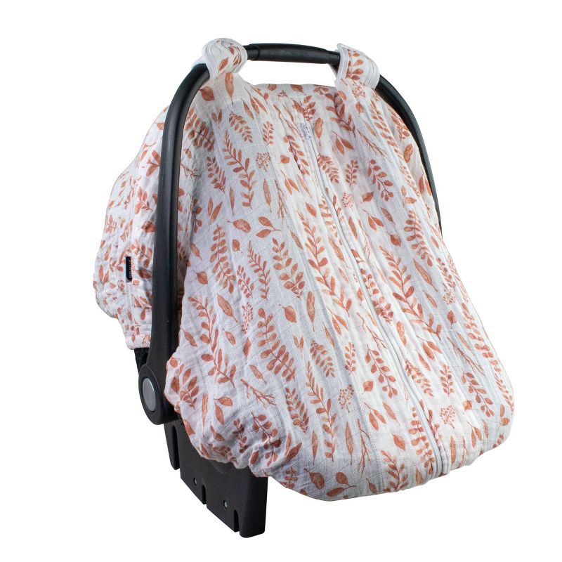 Bebe au Lait Muslin Car Seat Cover - Pink Leaves