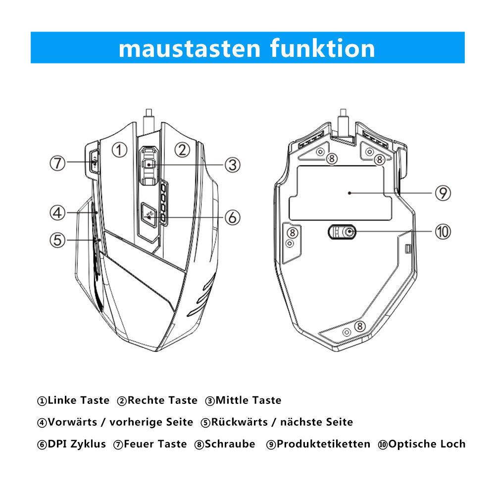 7Color LED 7200DPI 8D Wired Professional Gaming Mouse Mice USB For PC Laptop