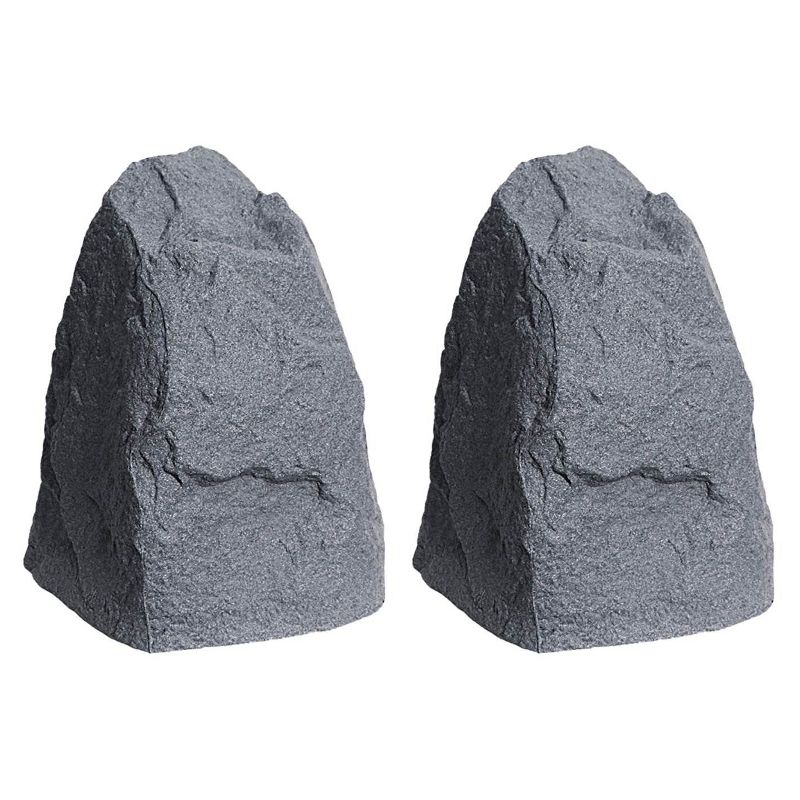 Algreen Receptacle Rock Cover and Decorative Weatherproof Outdoor Garden Accent 21.5 x 18 x 16, Dark Granite (2 Pack)