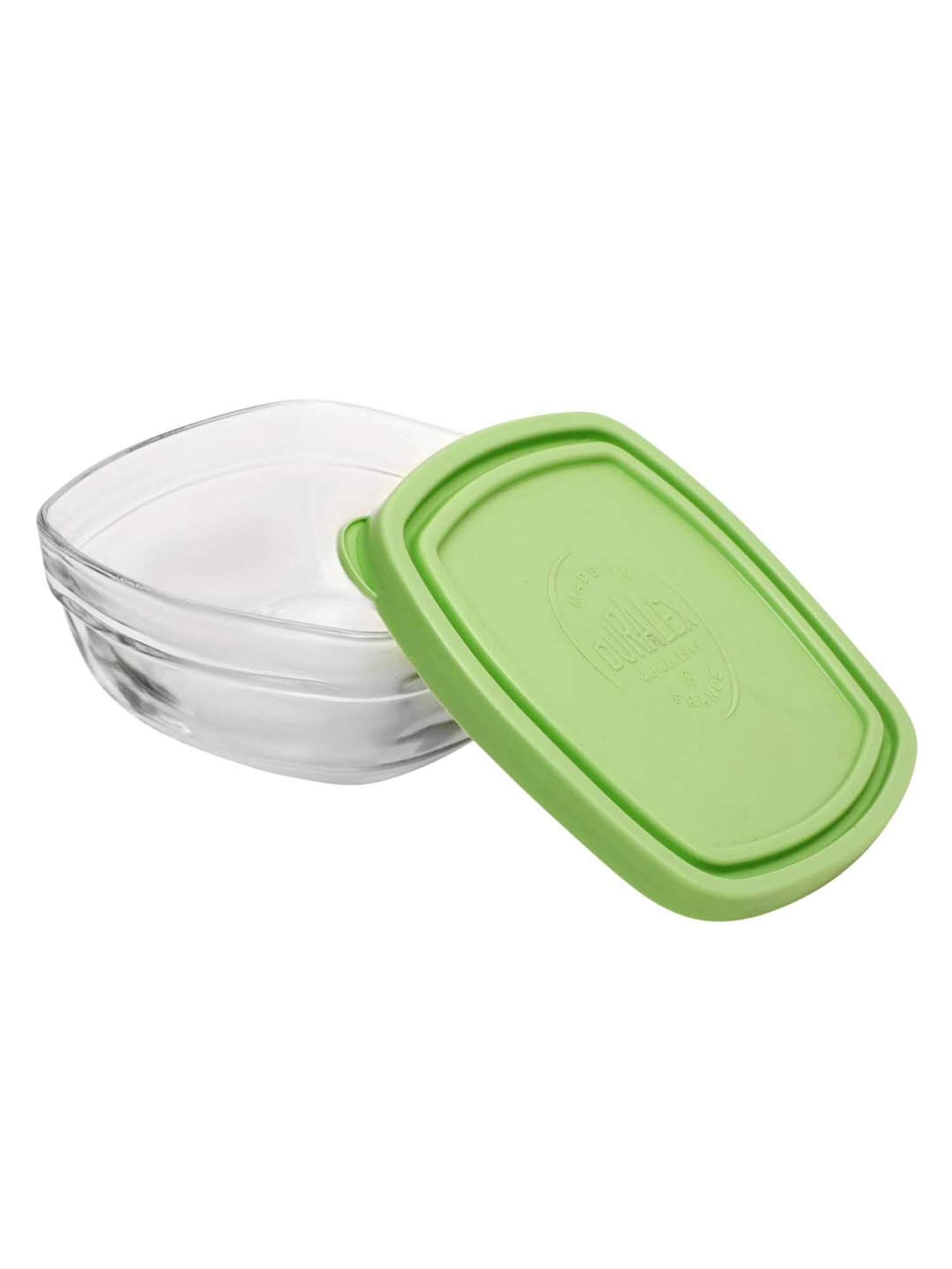 Duralex 'Freshbox' Transparent & Green Glass 23 cm Container With Lid (3.1 L) - Set of 1