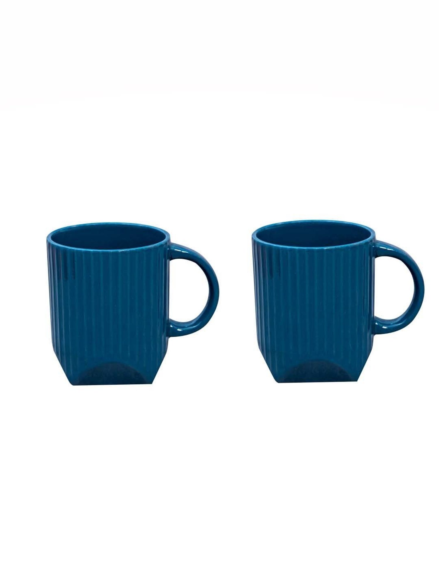 Clay Craft Teal Blue Ceramic 8 cm Milk Mug (0.35 L) - Set of 2