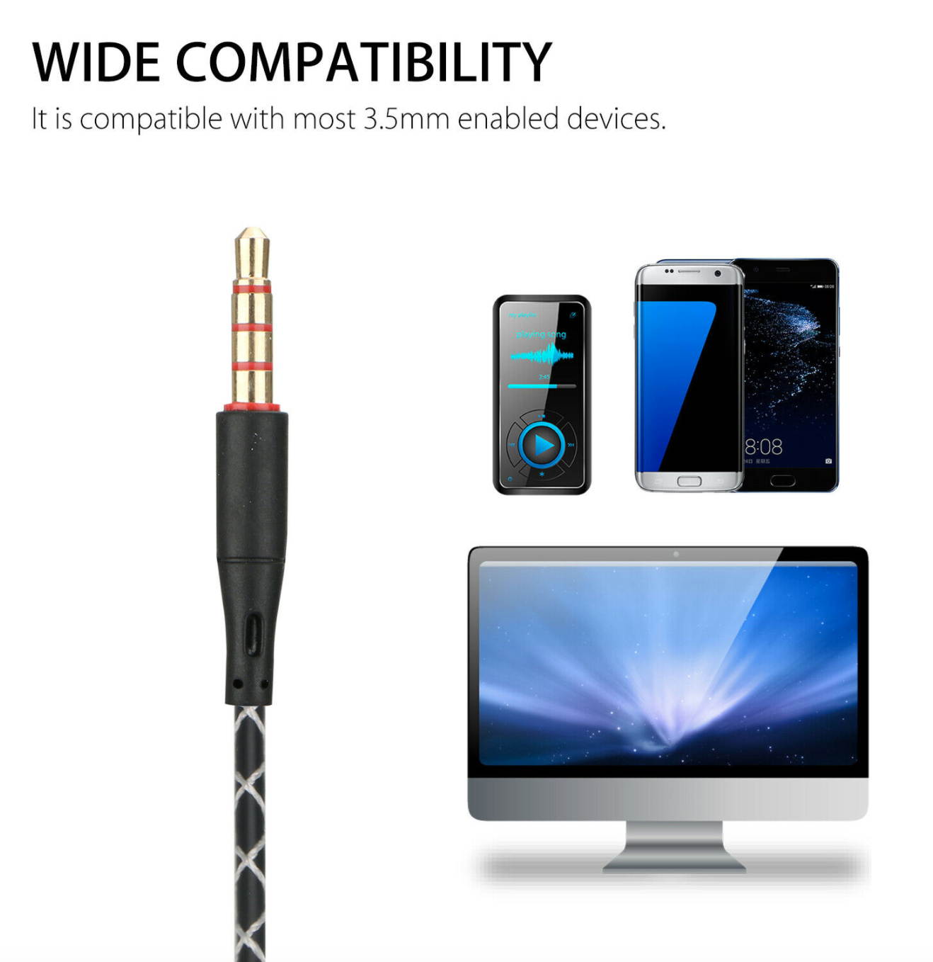 Wired In-Ear Sport Hifi Earphone Earbuds Over Ear Hook Headphone 3.5mm With MIC