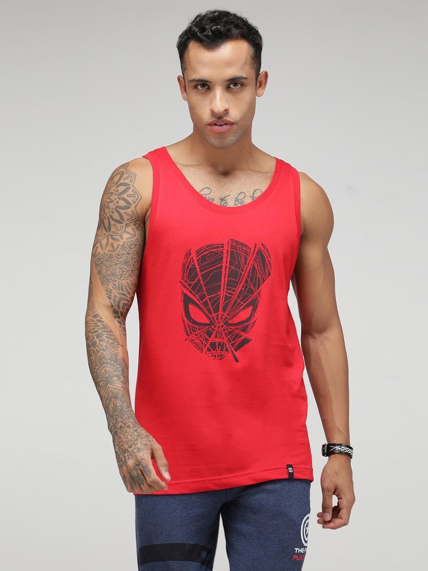 Zoiro Red Regular Fit Graphic Print Vest