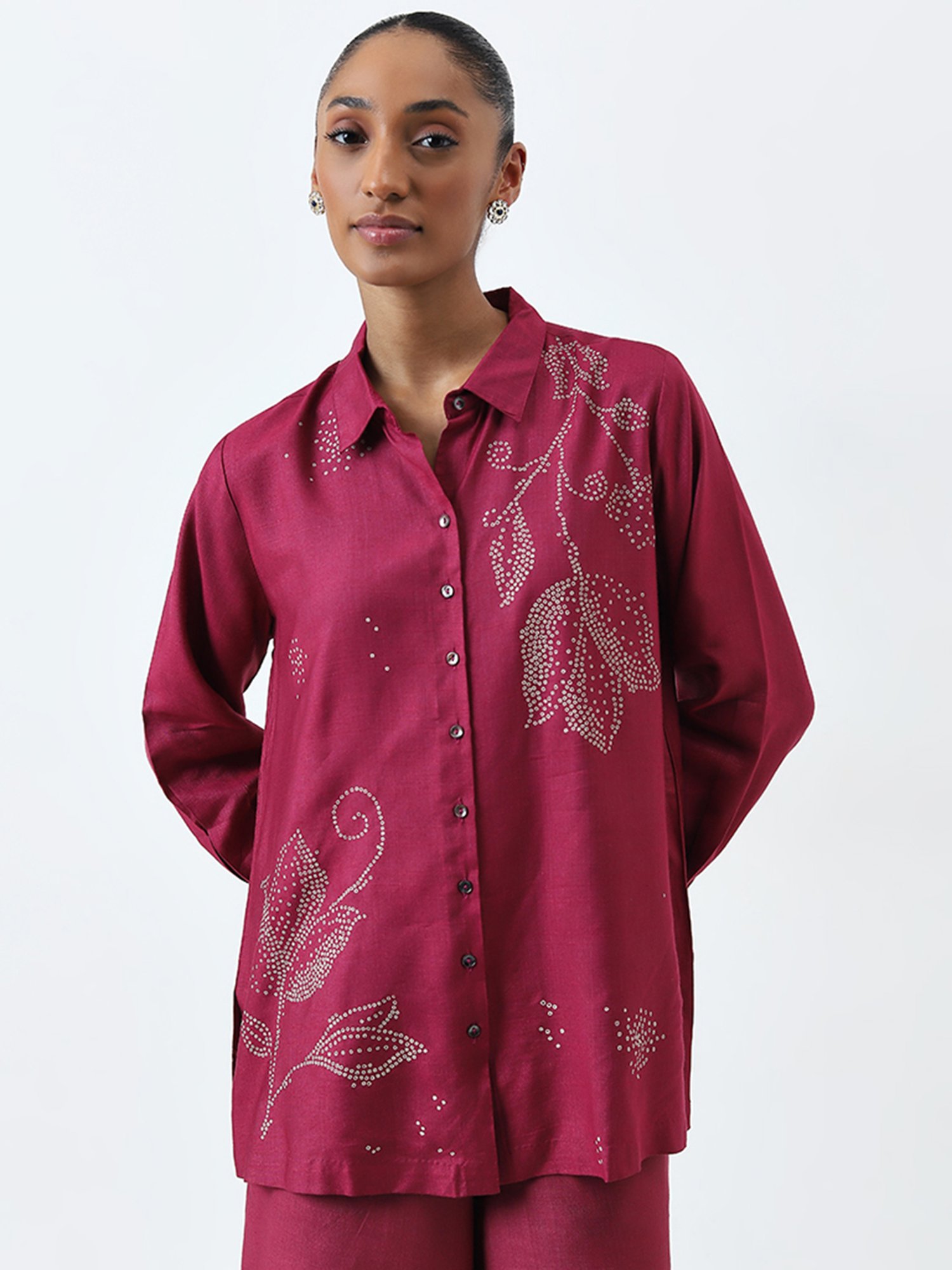 Zuba by Westside Magenta Bandhani Print A-Line Tunic